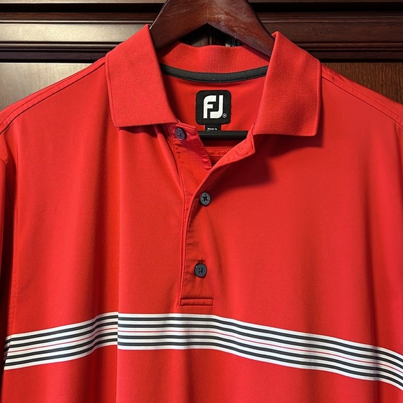 Like New Condition Rare Foot Joy Vintage Men’s Classic Red Golf Mid Striped Polo - Picture 4 of 8